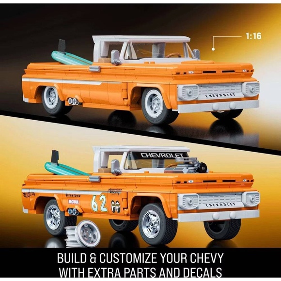Brick Shop Hot Wheels Custom 62 Chevy Pickup Hot Ones Building Toy Kit w/ Truck - Picture 8 of 9